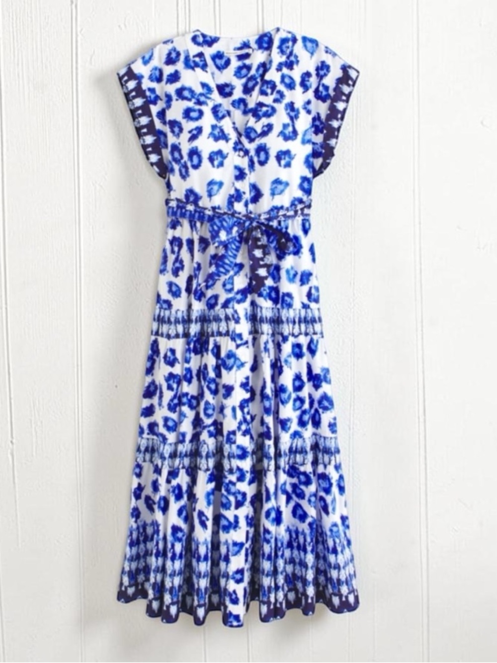Abercrombie & Fitch 100% Cotton EUC Blue and White relaxed fit Midi Maxi Dress M